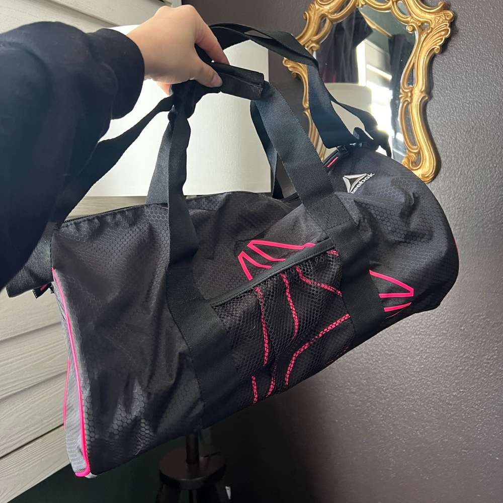 Reebok Gym Duffle Black with Hot Pink Trim